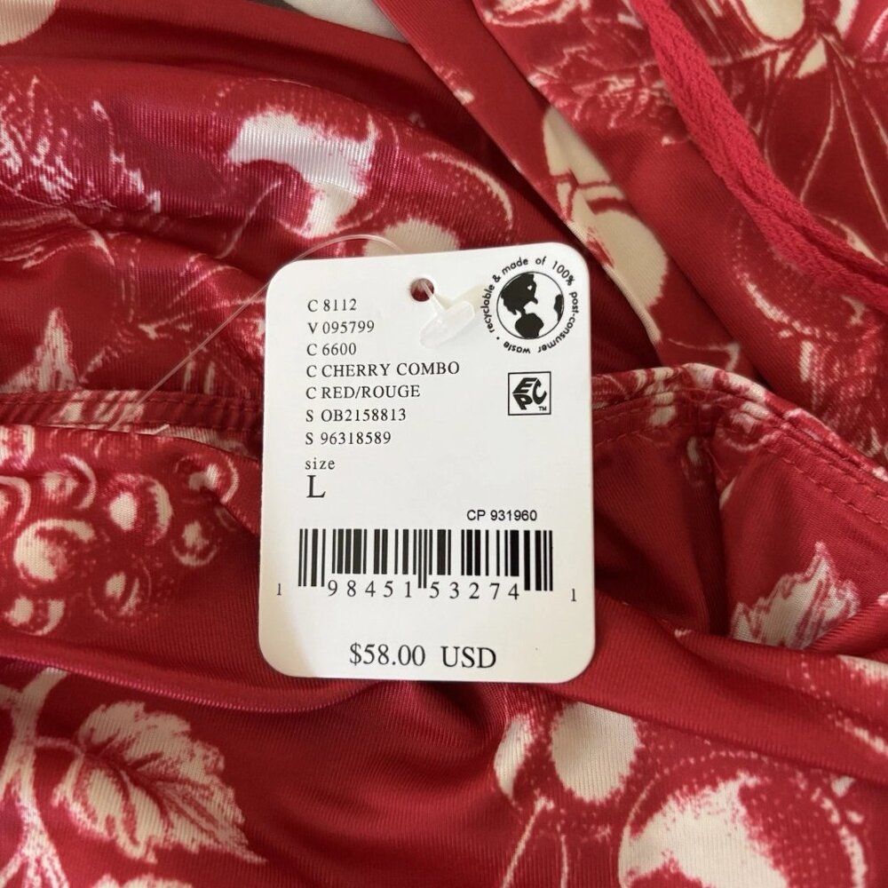 NWT Free People Tommie Sleeveless Top Red White Print Wide Back Straps Size XL - Picture 4 of 8